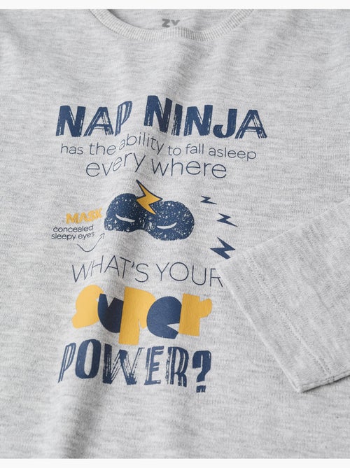 Pijama de manga larga de algodón con estampado Nap Ninja - Kiabi