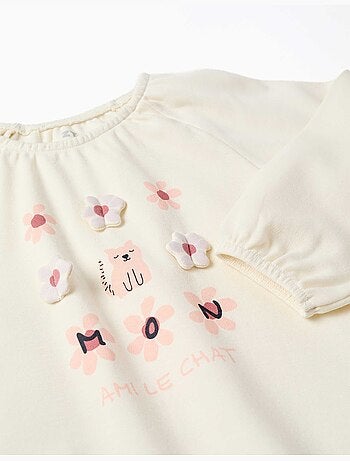 Pijama de manga larga de algodón con flores estampadas