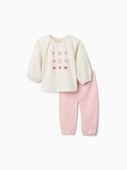 Pijama de manga larga de algodón con flores estampadas - Kiabi