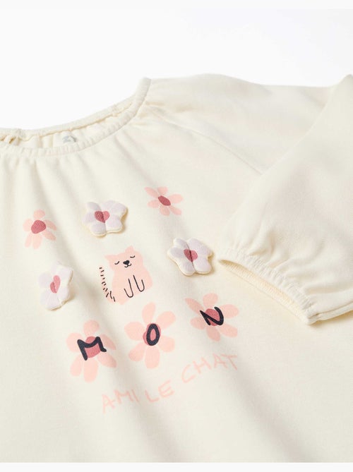 Pijama de manga larga de algodón con flores estampadas - Kiabi