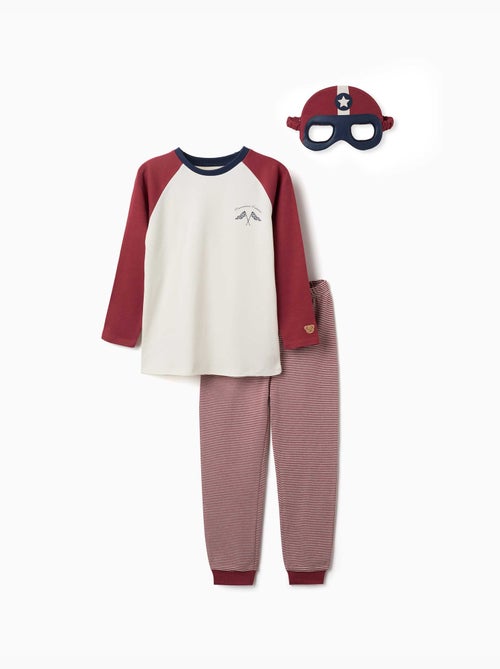 Pijama de manga larga de algodón con máscara acolchada - Kiabi Pijama de manga larga de algodón con máscara acolchada - Kiabi