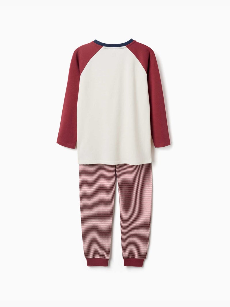 Pijama de manga larga de algodón con máscara acolchada Rojo oscuro - Kiabi