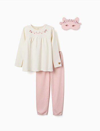Pijama de manga larga de algodón con máscara acolchado