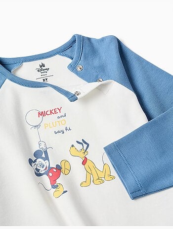 Pijama de manga larga de algodón con Mickey y Pluto