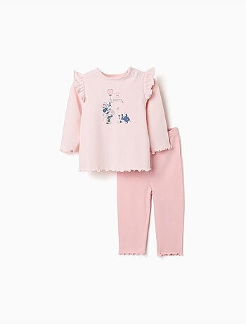 Pijama de manga larga de algodón con Minnie y Figaro