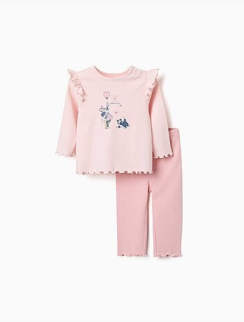 Pijama de manga larga de algodón con Minnie y Figaro