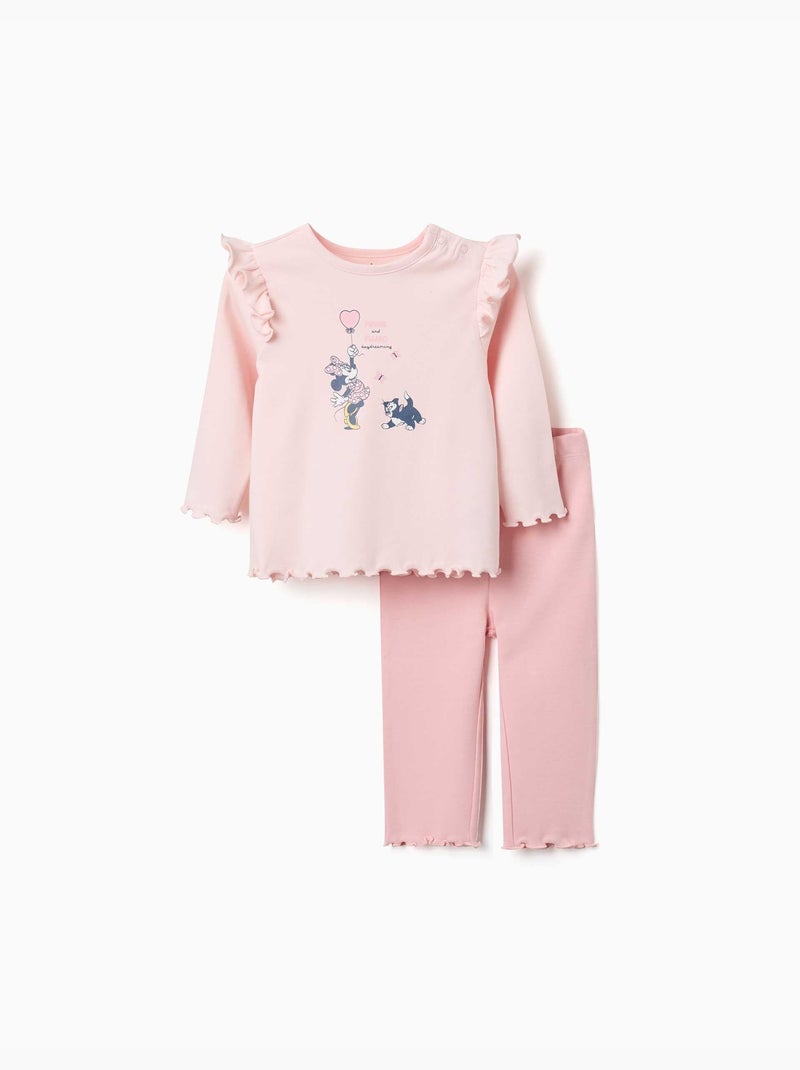Pijama de manga larga de algodón con Minnie y Figaro Rosa claro - Kiabi