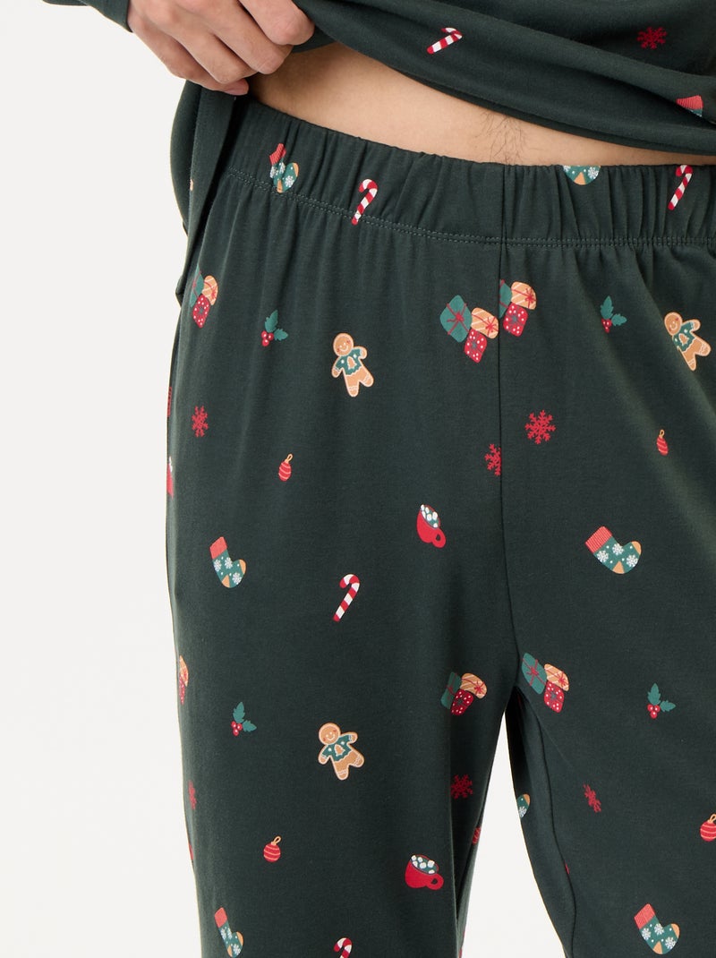 Pijama de Navidad camiseta + pantalón - 2 piezas Verde - Kiabi