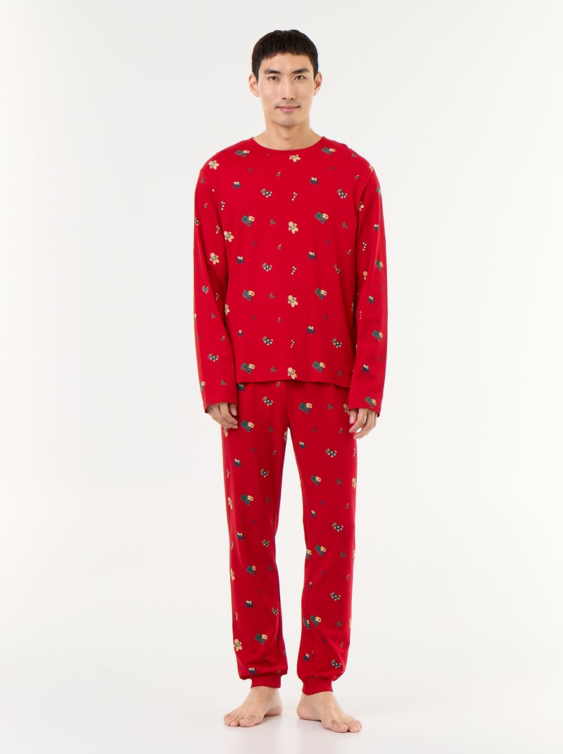 Pijama de Navidad de 2 piezas: camiseta + pantalón - 2 piezas Rojo - Kiabi