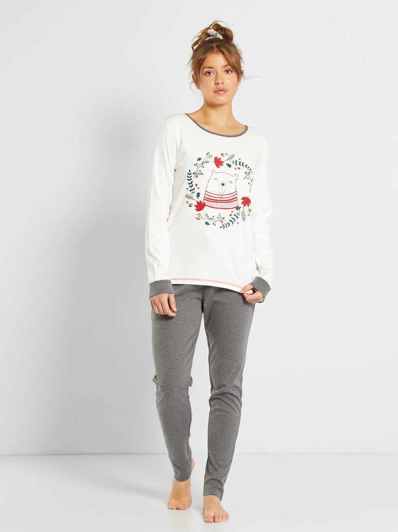 Pijama de Navidad de 2 piezas 'oso' BEIGE - Kiabi