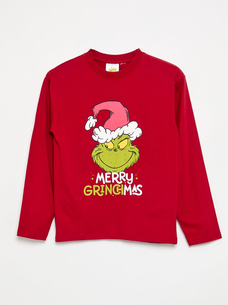 Pijama de Navidad "Grinch" camiseta + pantalón - 2 piezas Rojo - Kiabi