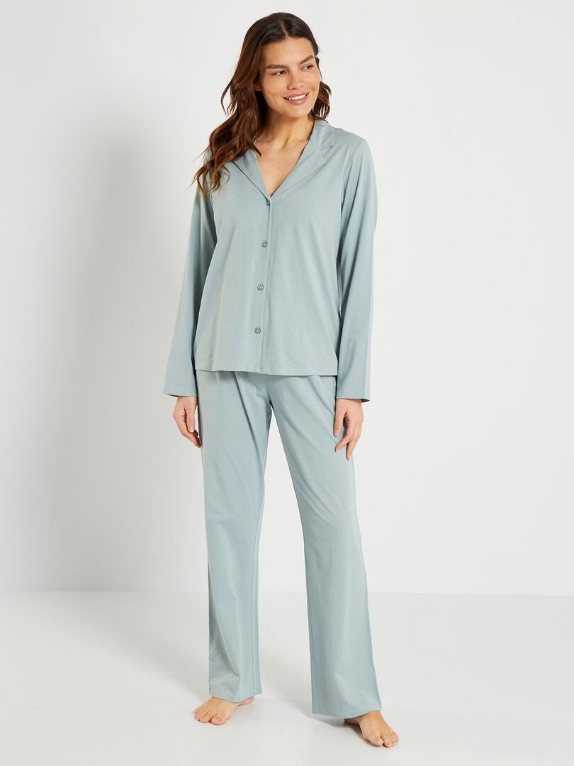 Pijama de punto  - 2 piezas azul pizarra - Kiabi