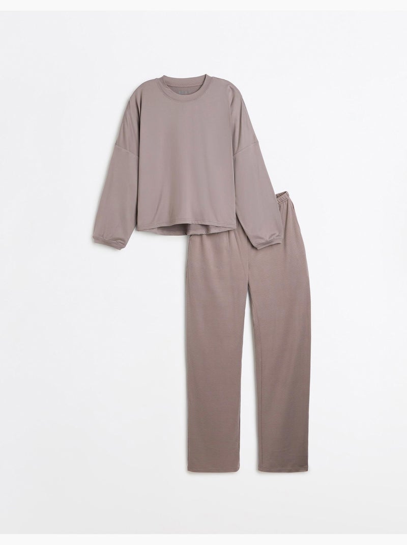 Pijama de punto a rayas, mo fashion Gris - Kiabi