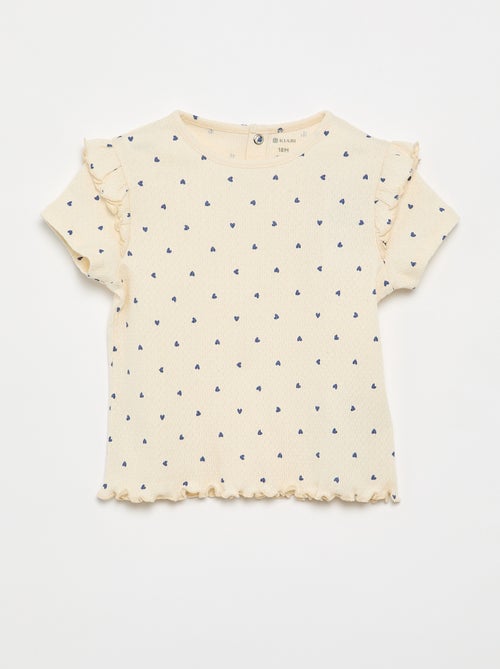 Pijama de punto calado camiseta + pantalón corto - 2 piezas - Kiabi