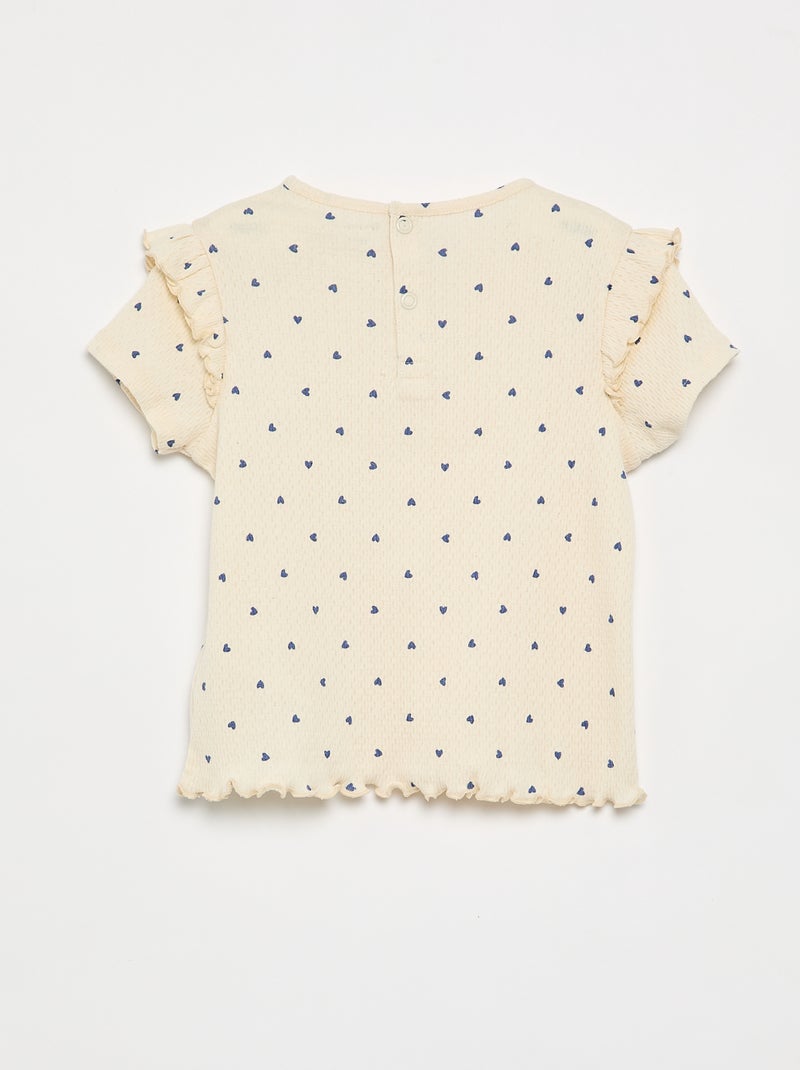 Pijama de punto calado camiseta + pantalón corto - 2 piezas Beige - Kiabi