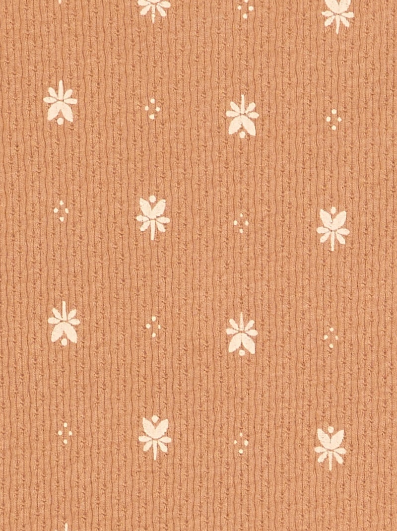 Pijama de punto calado camiseta + pantalón corto - 2 piezas Beige - Kiabi