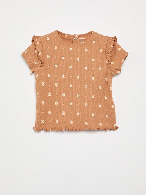 Pijama de punto calado camiseta + pantalón corto - 2 piezas - Kiabi