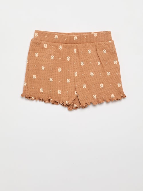 Pijama de punto calado camiseta + pantalón corto - 2 piezas - Kiabi