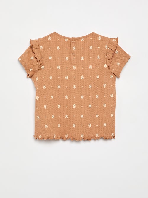 Pijama de punto calado camiseta + pantalón corto - 2 piezas - Kiabi