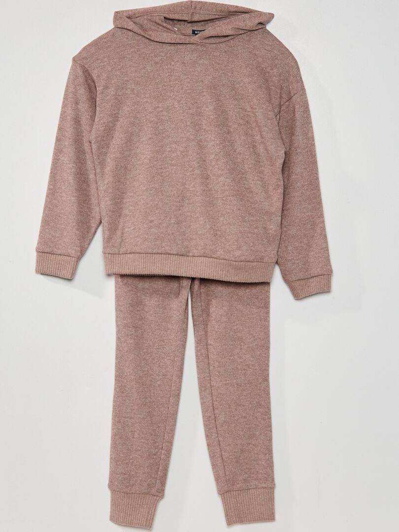 Pijama de punto con capucha ROSA - Kiabi