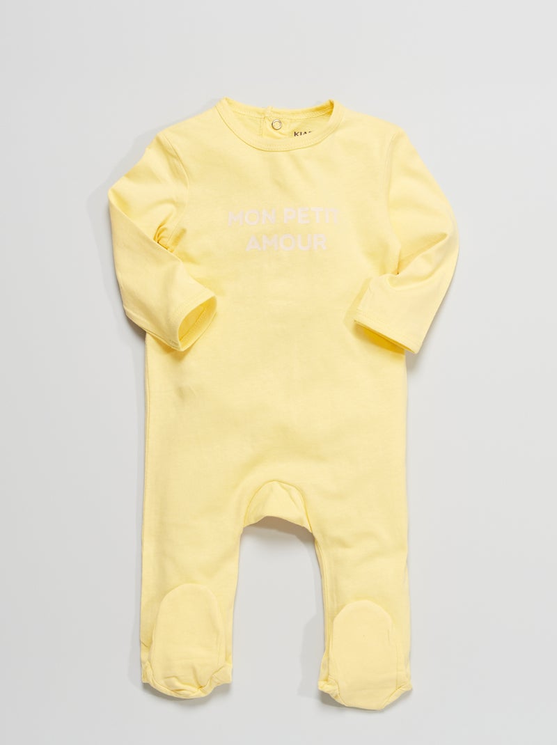 Pijama de punto con mensaje estampado AMARILLO - Kiabi