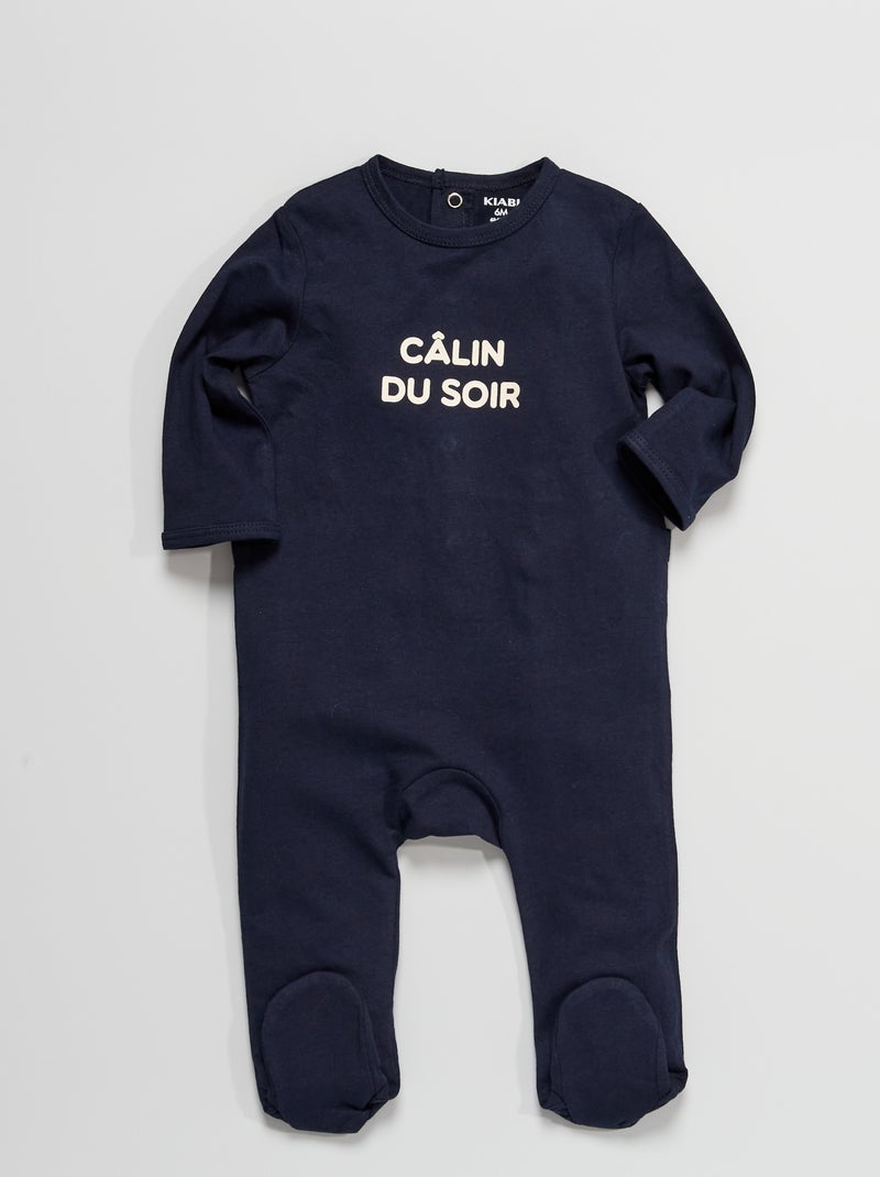 Pijama de punto con mensaje estampado AZUL - Kiabi