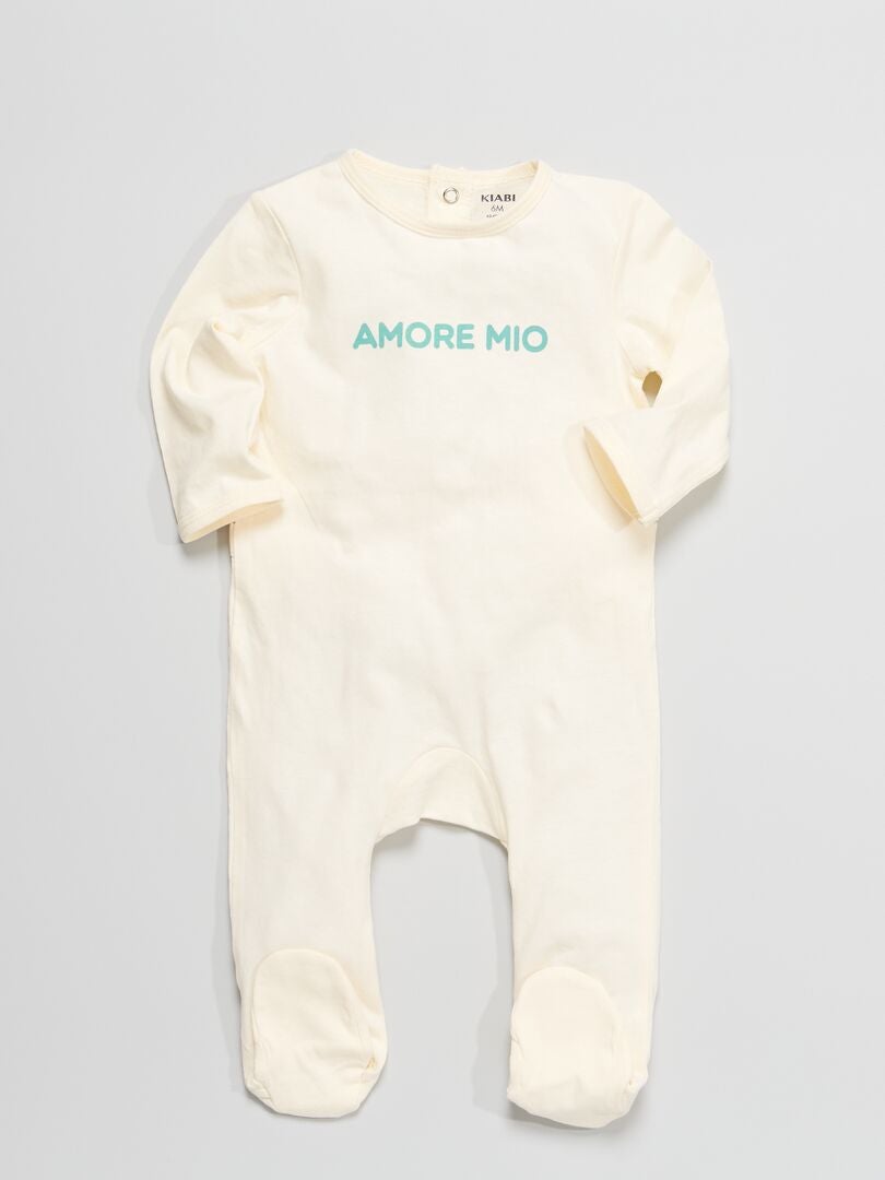 Pijama de punto con mensaje estampado BLANCO - Kiabi