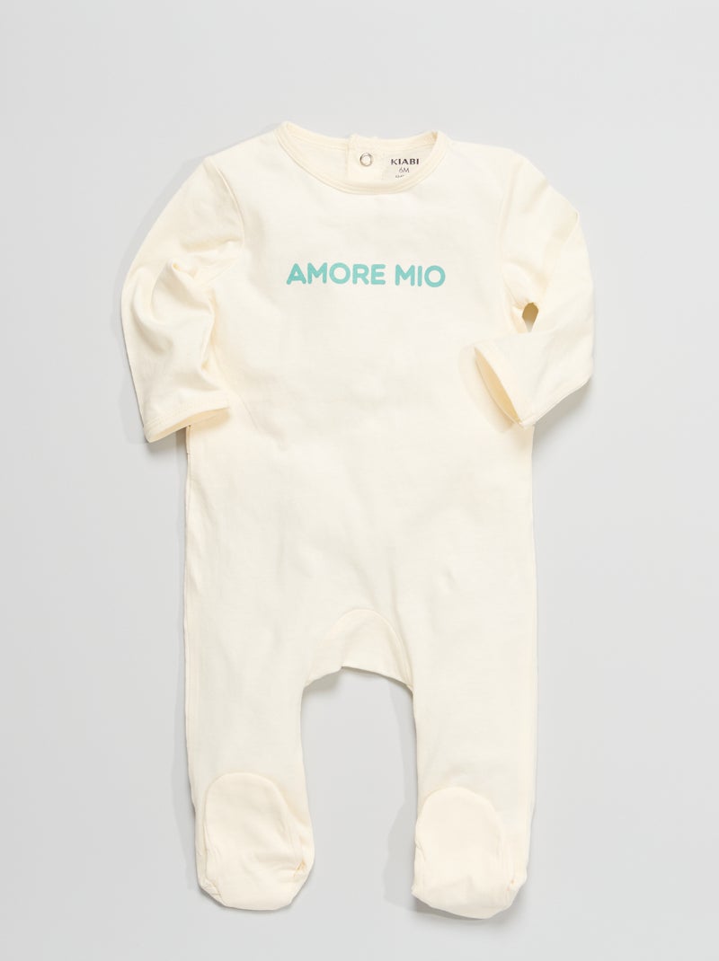 Pijama de punto con mensaje estampado BLANCO - Kiabi