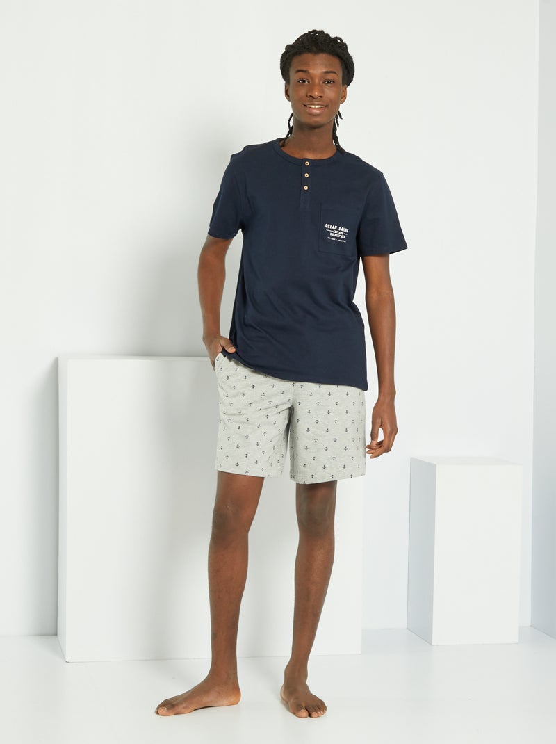 Pijama de punto de 2 piezas azul navy - Kiabi