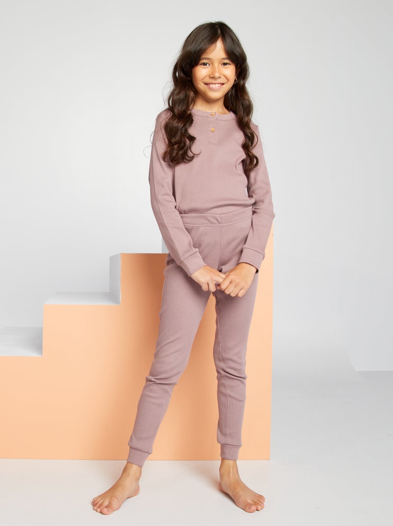 Pijama de punto de canalé PURPURA - Kiabi