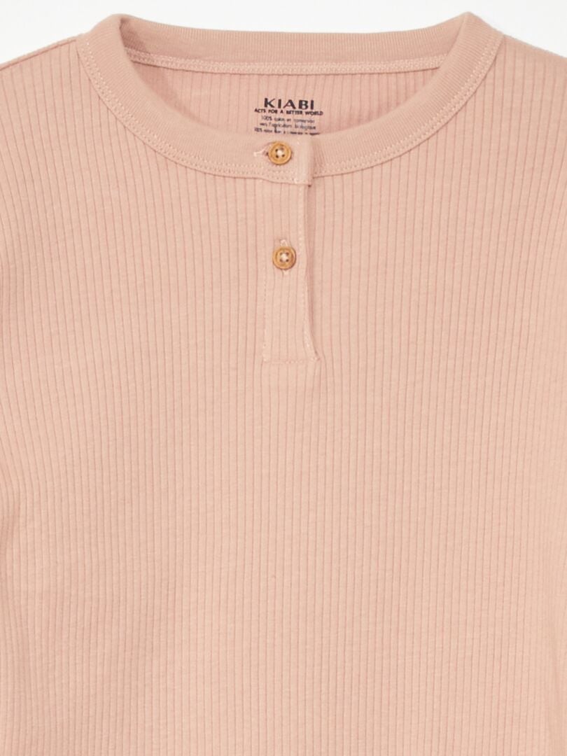 Pijama de punto de canalé ROSA - Kiabi
