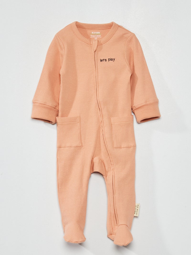 Pijama de punto de canalé ROSA - Kiabi