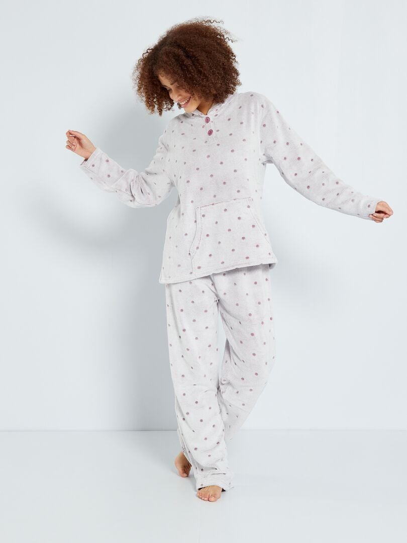 Pijama punto de felpa de lunares - malva Kiabi