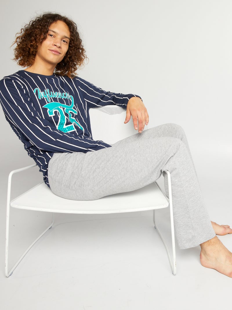 Pijama de punto deportivo - 2 piezas azul/gris - Kiabi