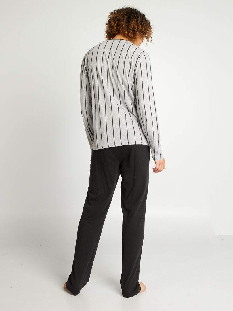 Pijama de punto deportivo - 2 piezas gris/negro - Kiabi