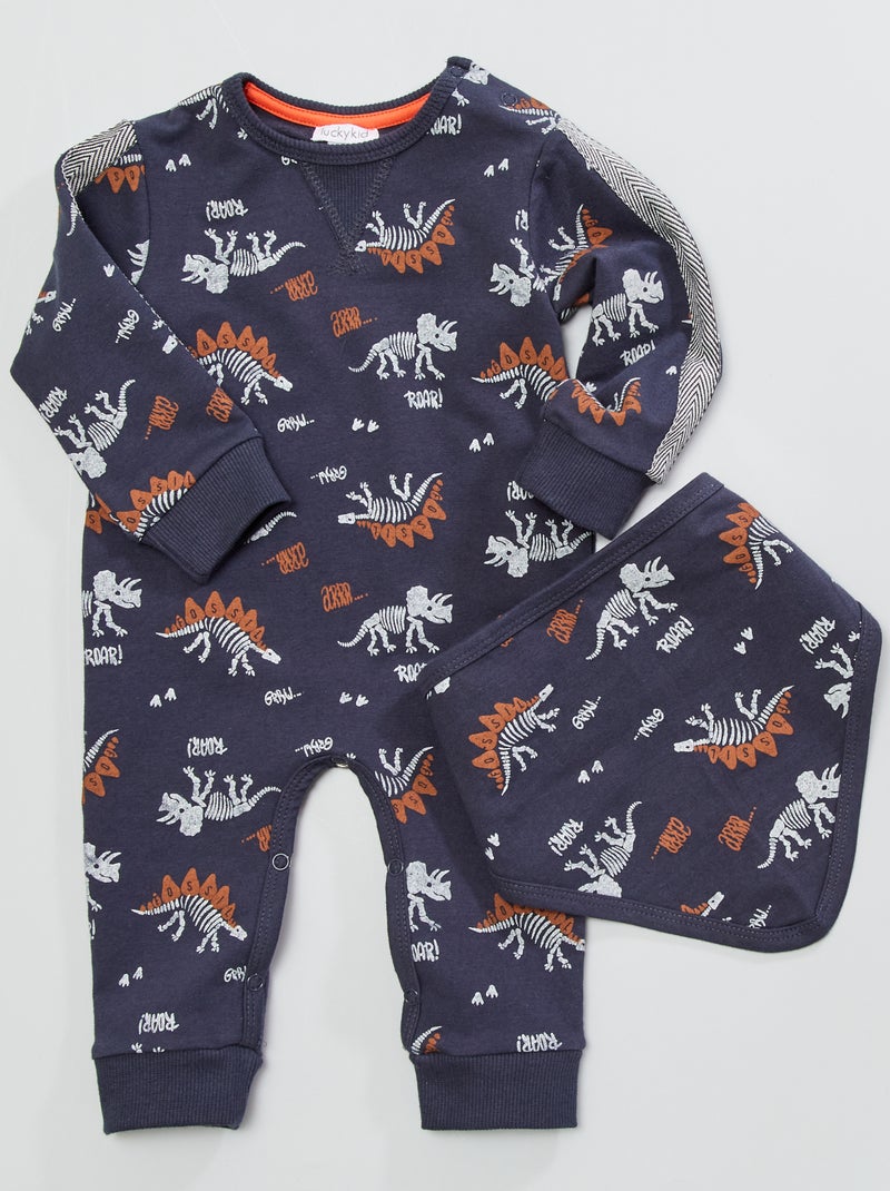 Pijama de punto 'Dinosaurio' azul marino - Kiabi