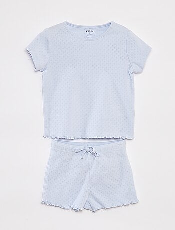 Pijama de punto pointelle camiseta + pantalón corto 2 piezas