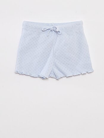 Pijama de punto pointelle camiseta + pantalón corto 2 piezas