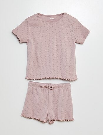 Pijama de punto pointelle camiseta + pantalón corto 2 piezas