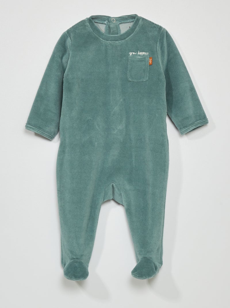 Pijama de punto suave de canalé VERDE - Kiabi