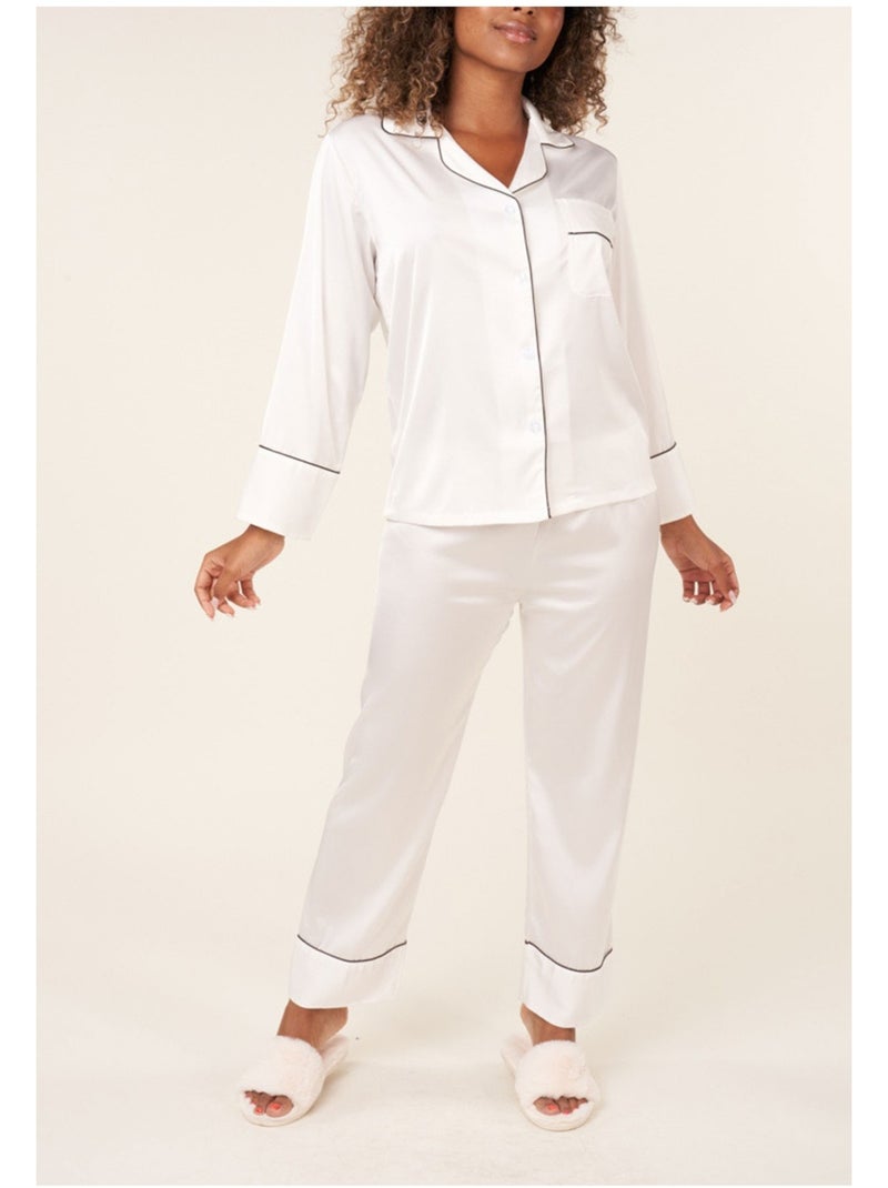 Pijama de satén fluido Kebello Blanco - Kiabi