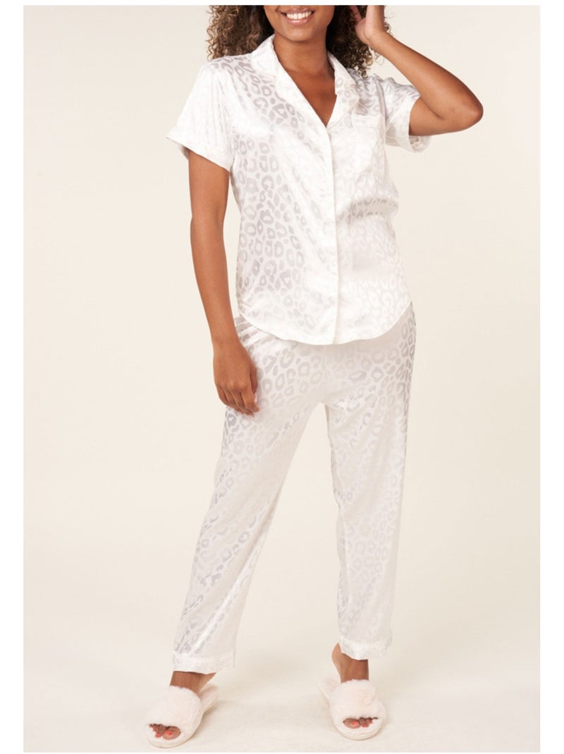 Pijama de satén fluido Kebello Blanco - Kiabi