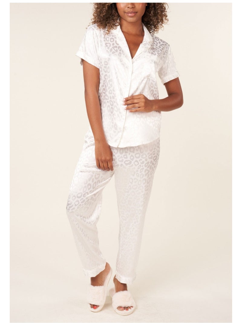 Pijama de satén fluido Kebello Blanco - Kiabi