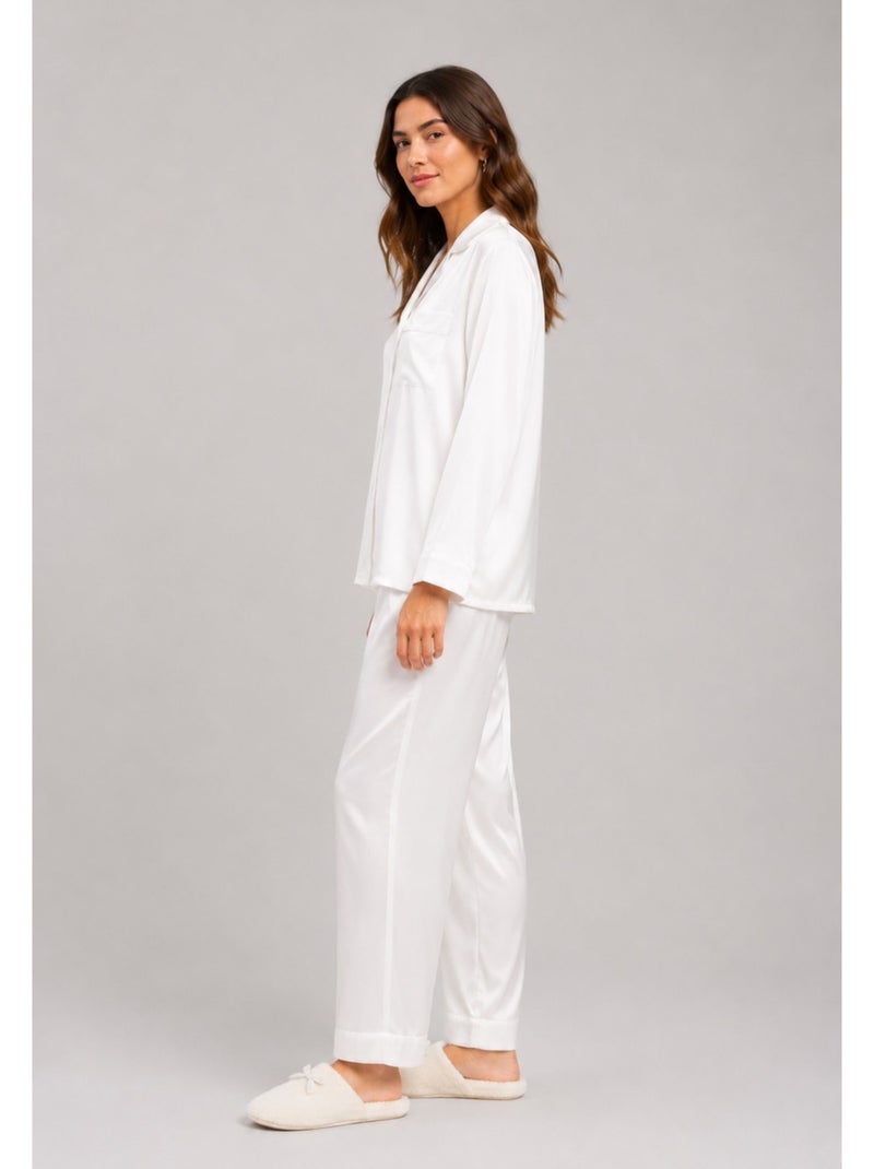 Pijama de satén fluido Kebello Blanco - Kiabi