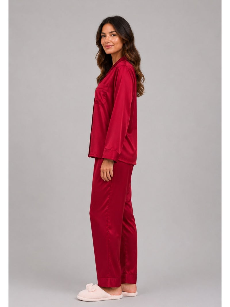 Pijama de satén fluido Kebello Burdeos - Kiabi