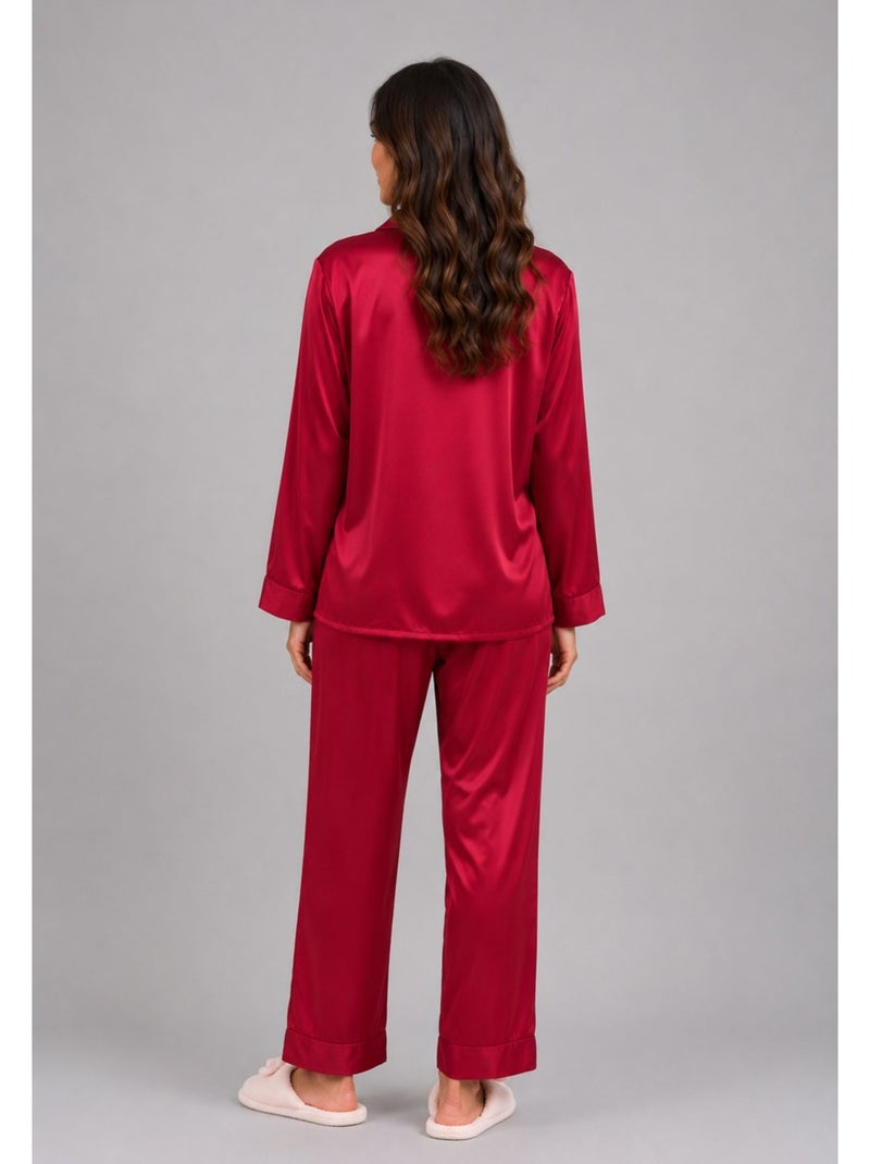 Pijama de satén fluido Kebello Burdeos - Kiabi