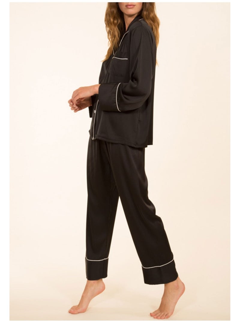 Pijama de satén fluido Kebello Negro Negro - Kiabi