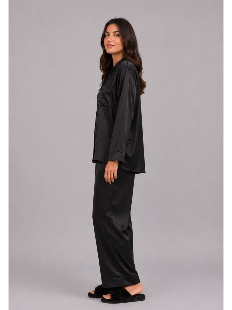 Pijama de satén fluido Kebello Negro Negro - Kiabi