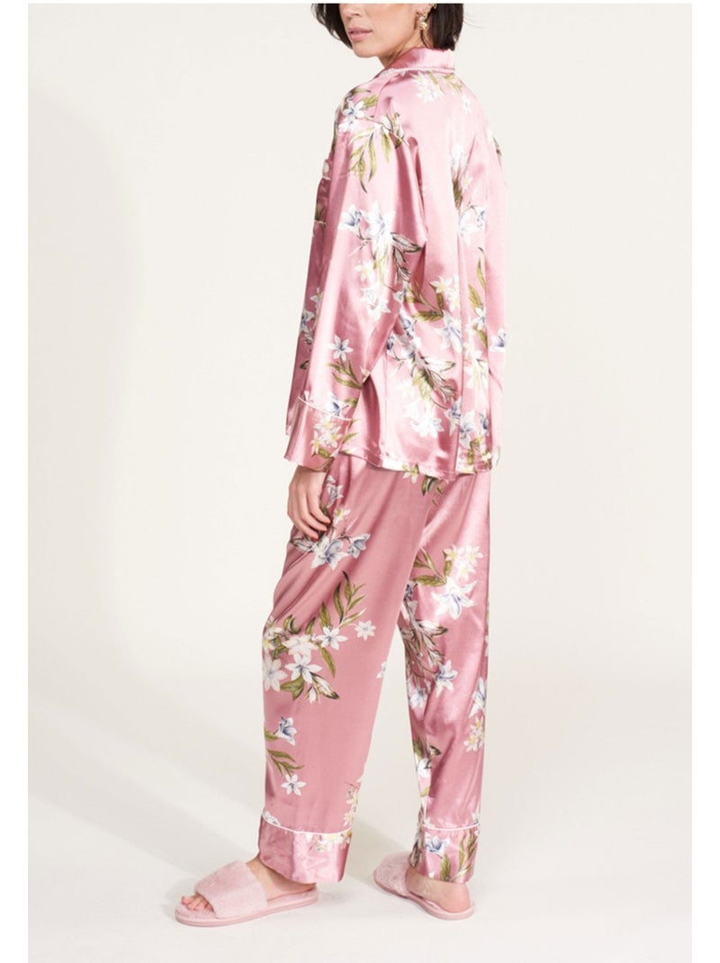 Pijama de satén fluido Kebello Rosa - Kiabi