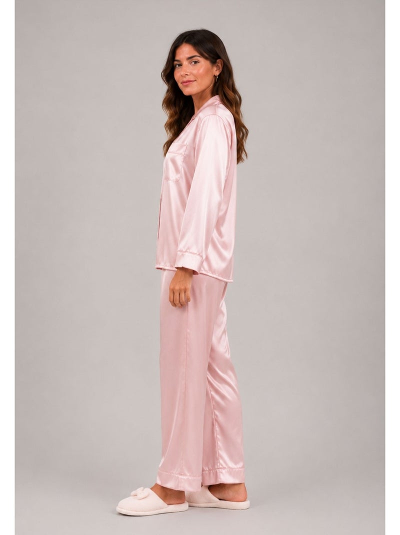 Pijama de satén fluido Kebello Rosa - Kiabi